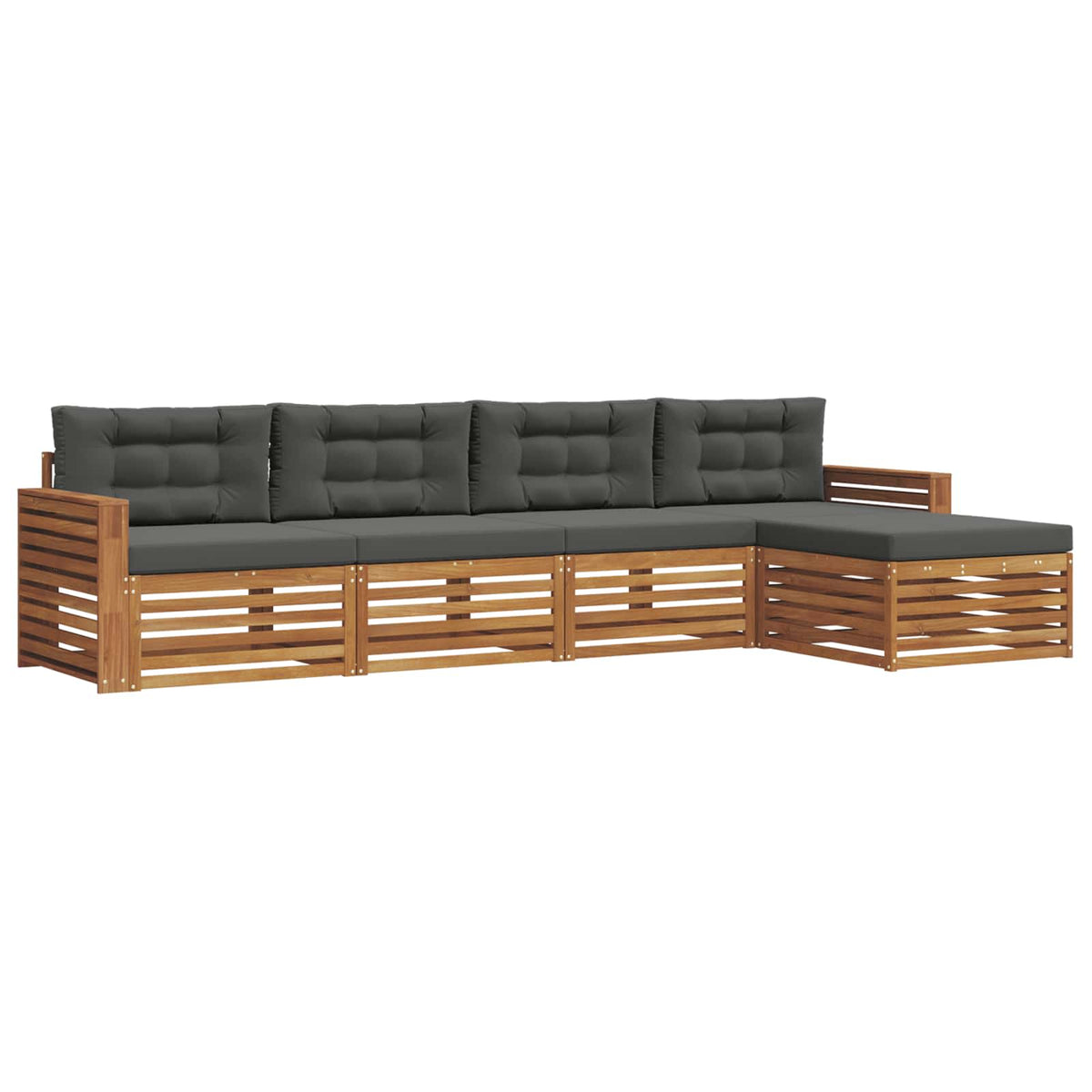 Outdoor Sofa Set with Cushion 5 pcs Natural and Anthracite