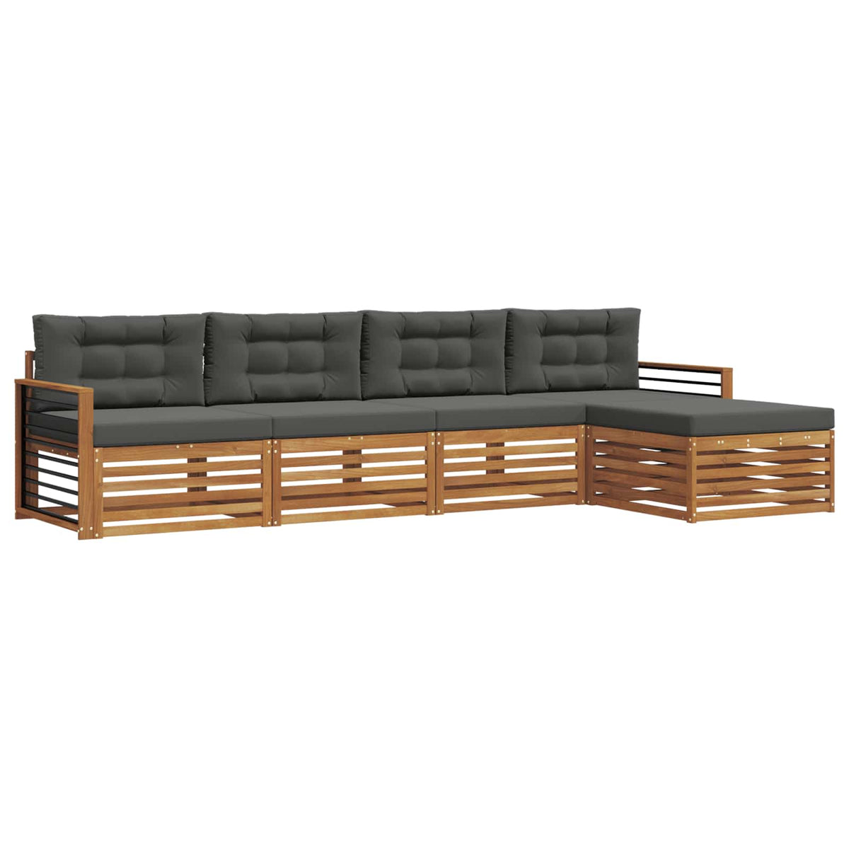 Outdoor Sofa Set with Cushion 5 pcs Natural and Anthracite