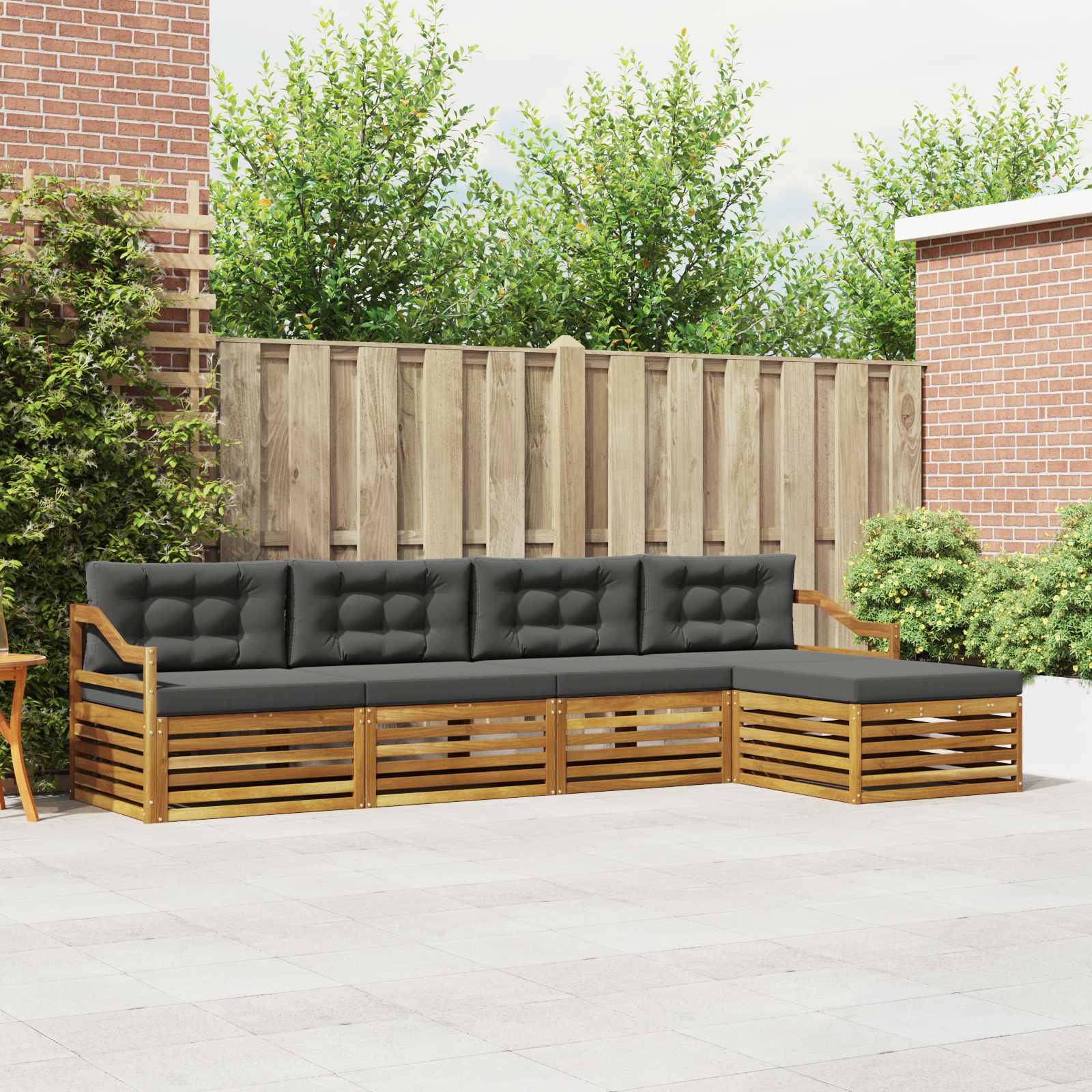 Outdoor Sofa Set with Cushion 5 pcs Natural and Anthracite