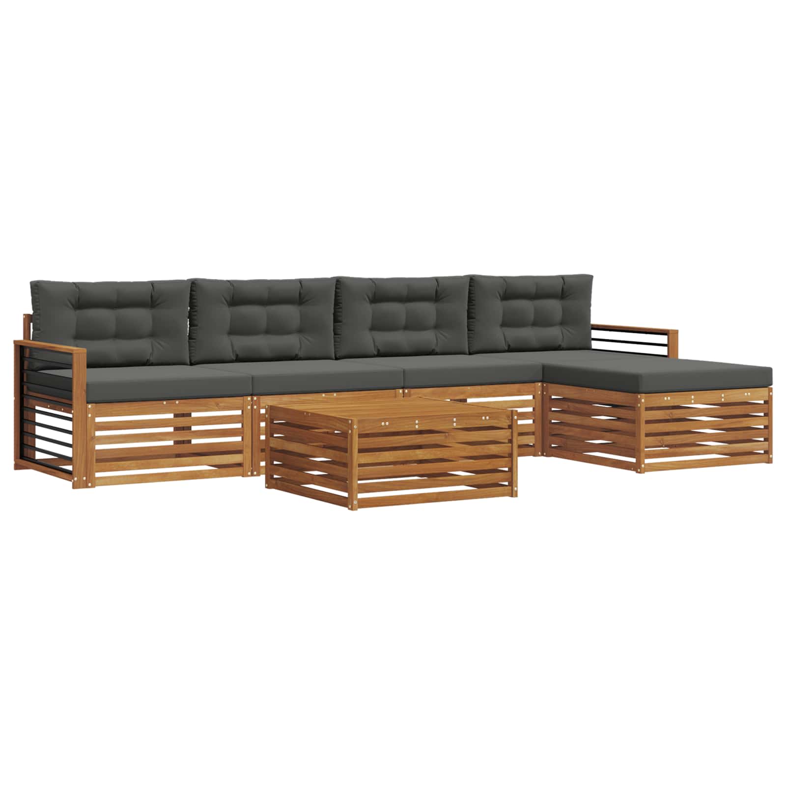 Outdoor Sofa Set with Cushion 6 pcs Natural and Anthracite
