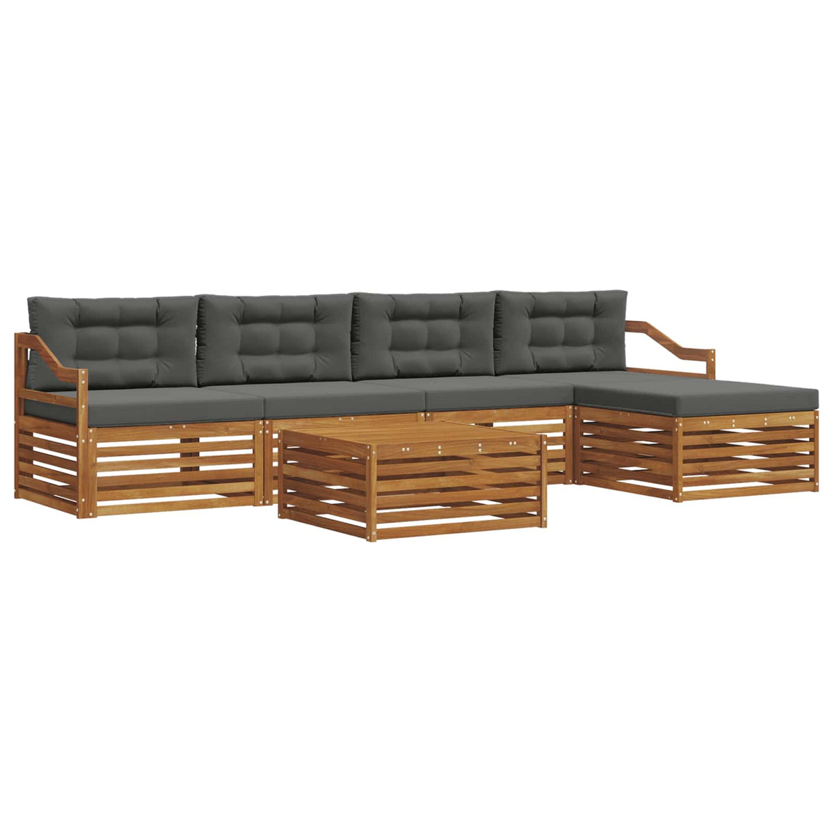 Outdoor Sofa Set with Cushion 6 pcs Natural and Anthracite