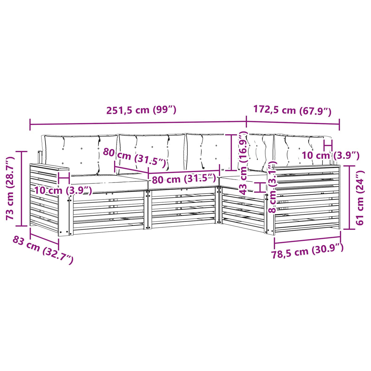 Outdoor Sofa Set with Cushion 4 pcs Natural and Anthracite