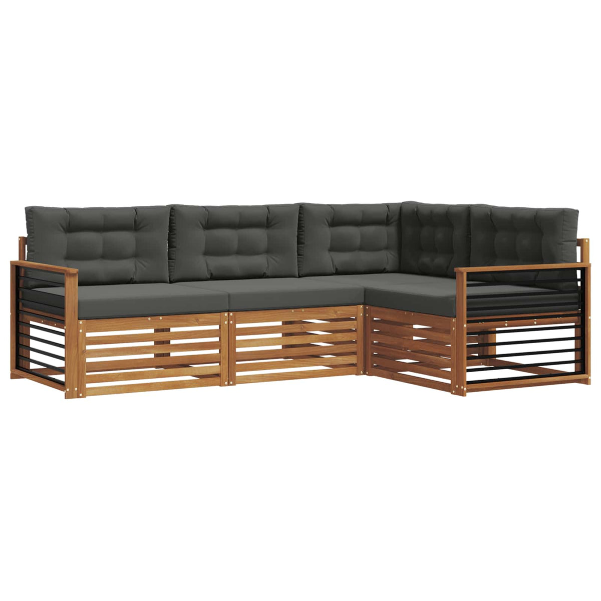 Outdoor Sofa Set with Cushion 4 pcs Natural and Anthracite