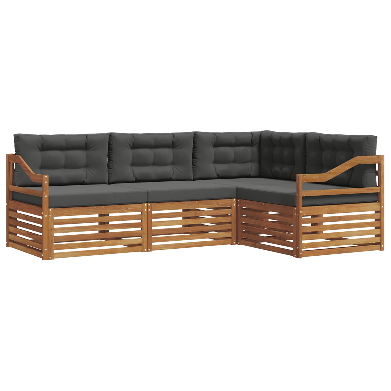 Outdoor Sofa Set with Cushion 4 pcs Natural and Anthracite