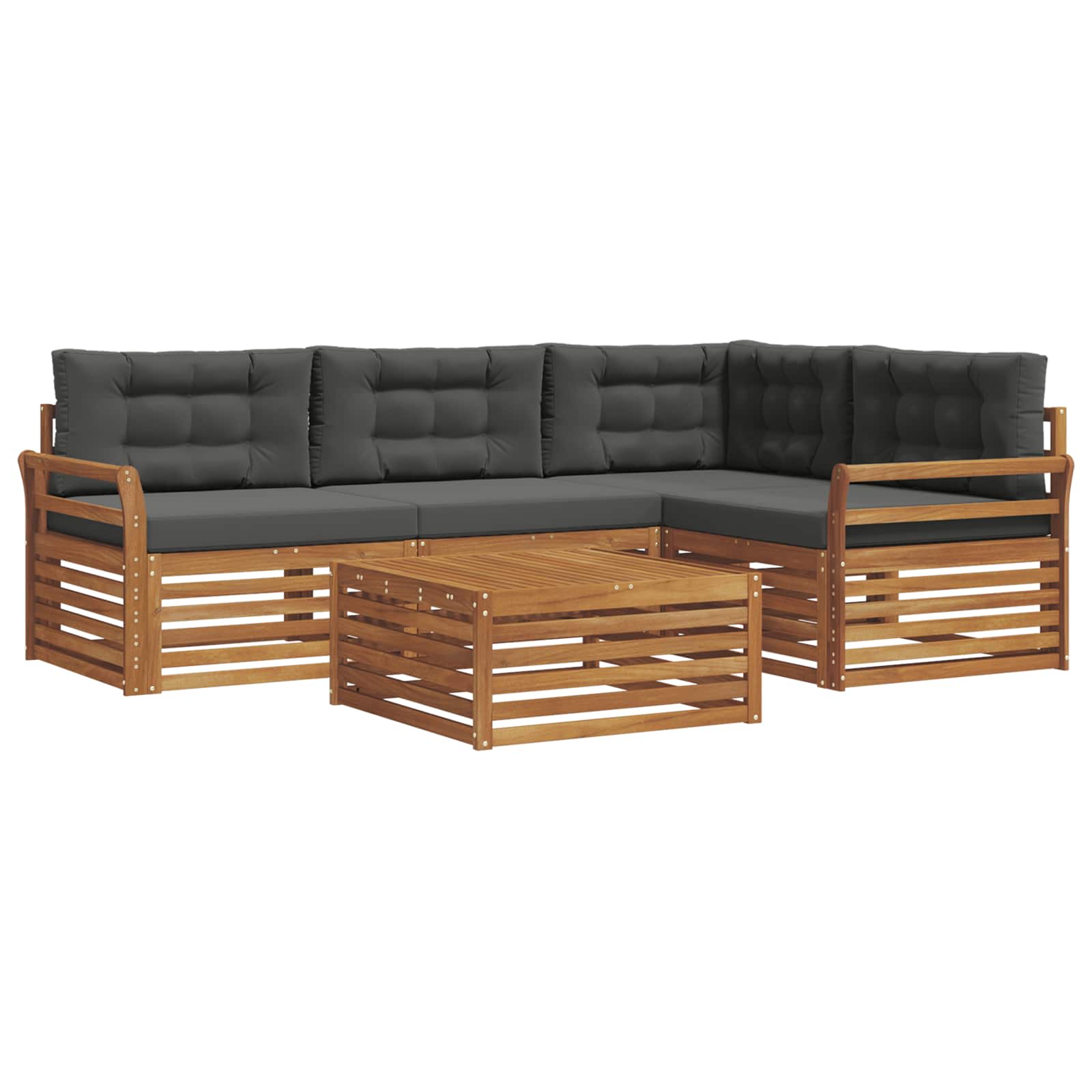 Outdoor Sofa Set with Cushion 5 pcs Natural and Anthracite