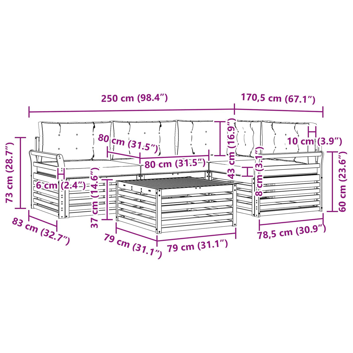 Outdoor Sofa Set with Cushion 5 pcs Natural and Anthracite