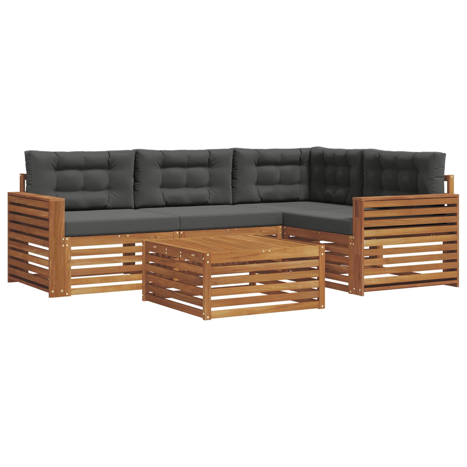 Outdoor Sofa Set with Cushion 5 pcs Natural and Anthracite
