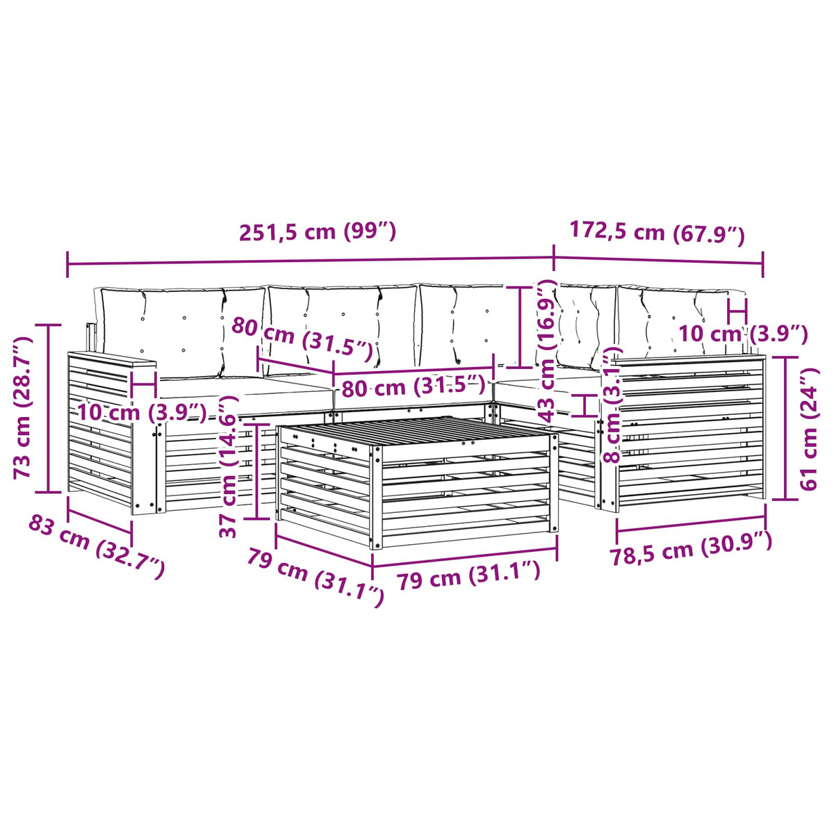 Outdoor Sofa Set with Cushion 5 pcs Natural and Anthracite