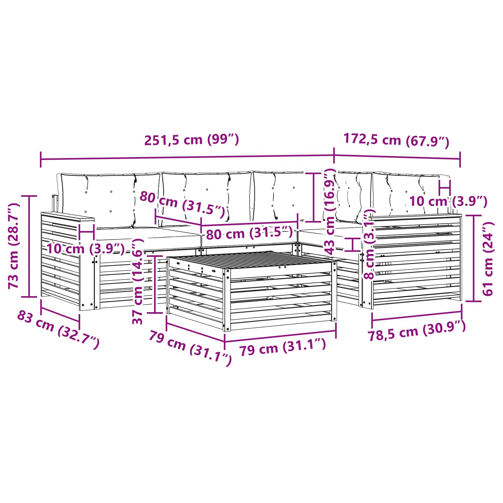 Outdoor Sofa Set with Cushion 5 pcs Natural and Anthracite