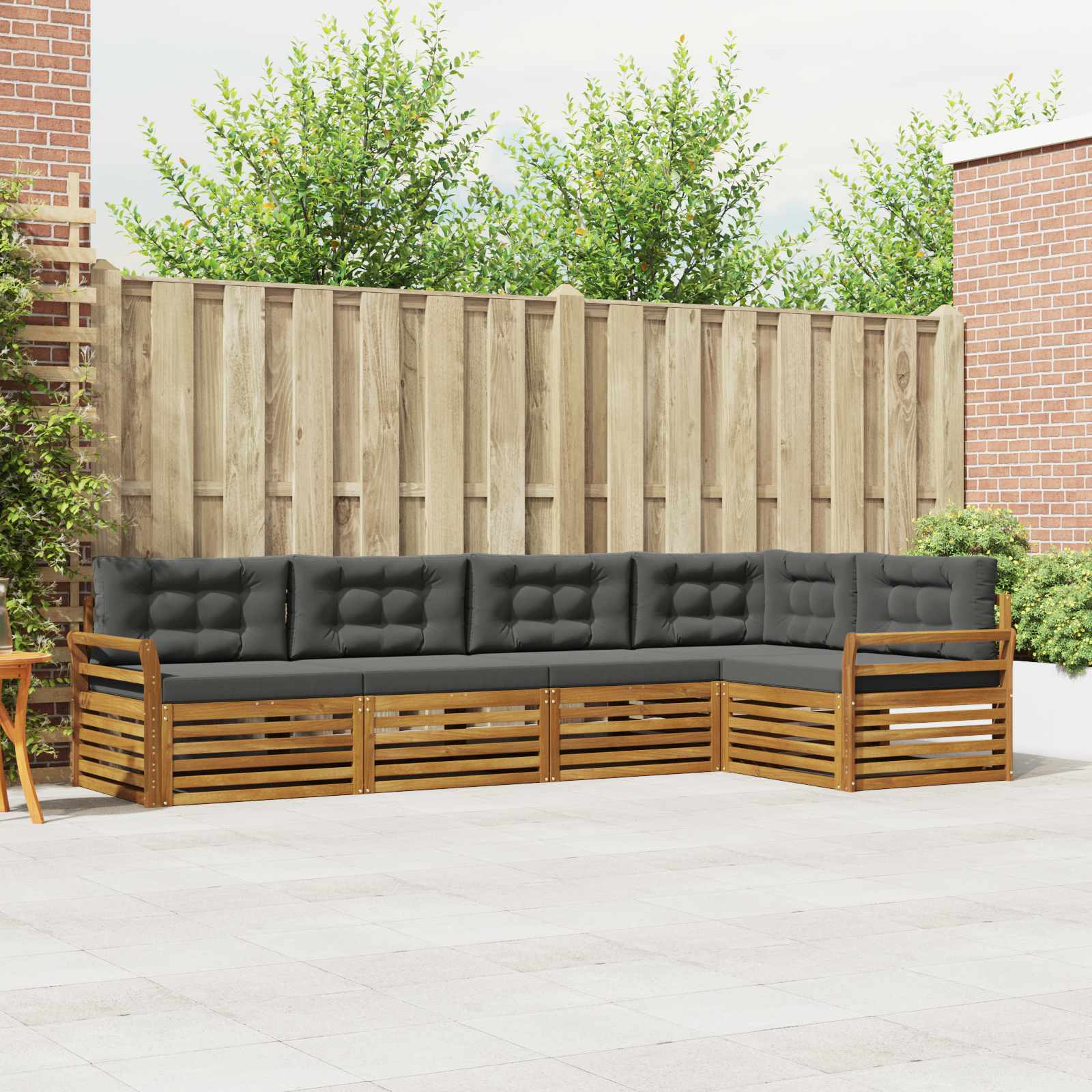 Outdoor Sofa Set with Cushion 5 pcs Natural and Anthracite