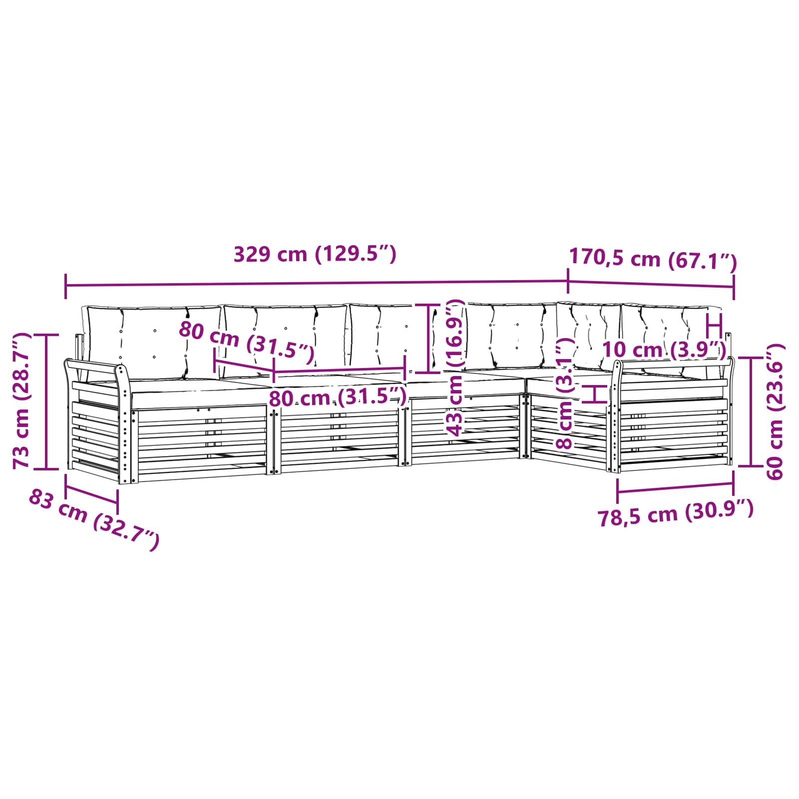 Outdoor Sofa Set with Cushion 5 pcs Natural and Anthracite