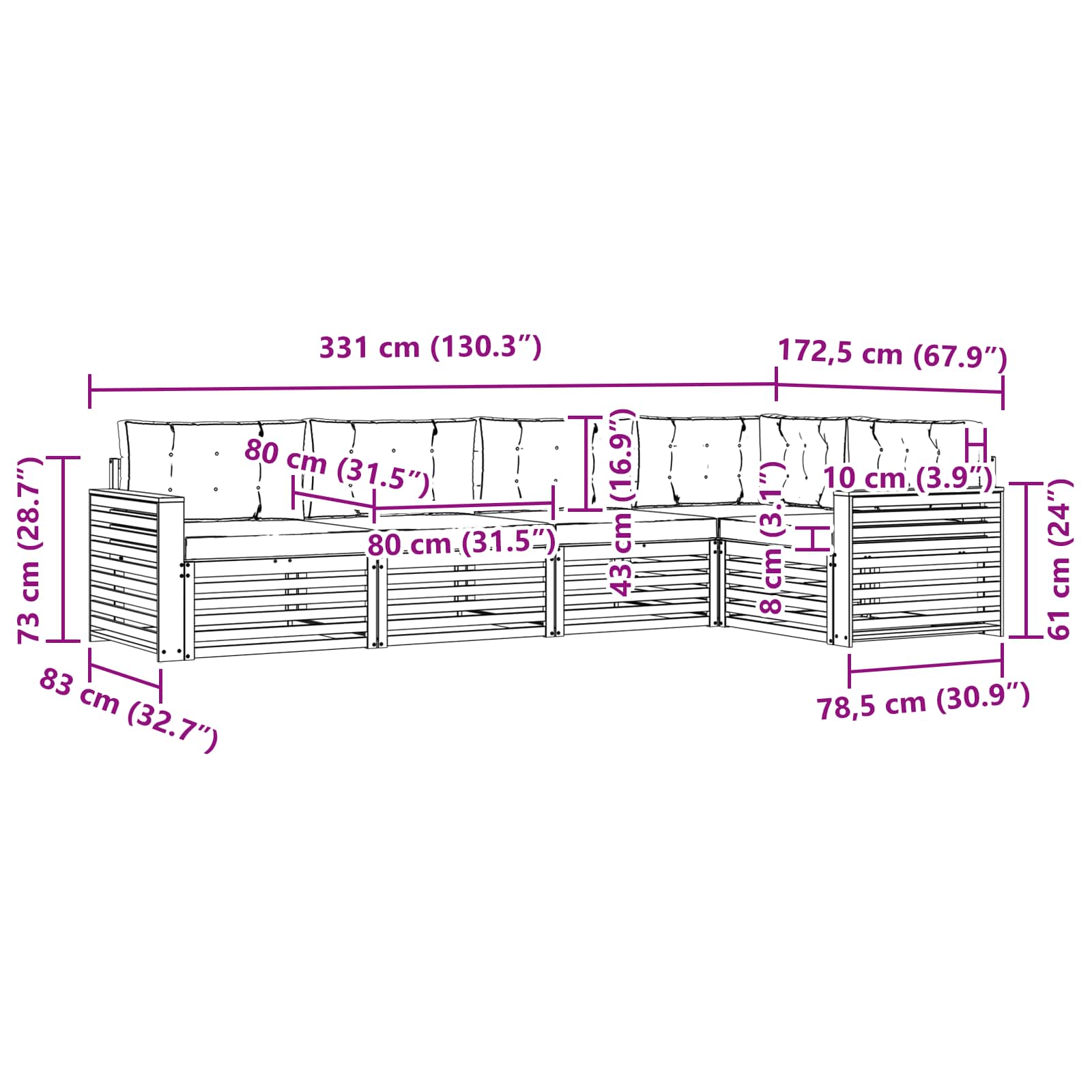 Outdoor Sofa Set with Cushion 5 pcs Natural and Anthracite