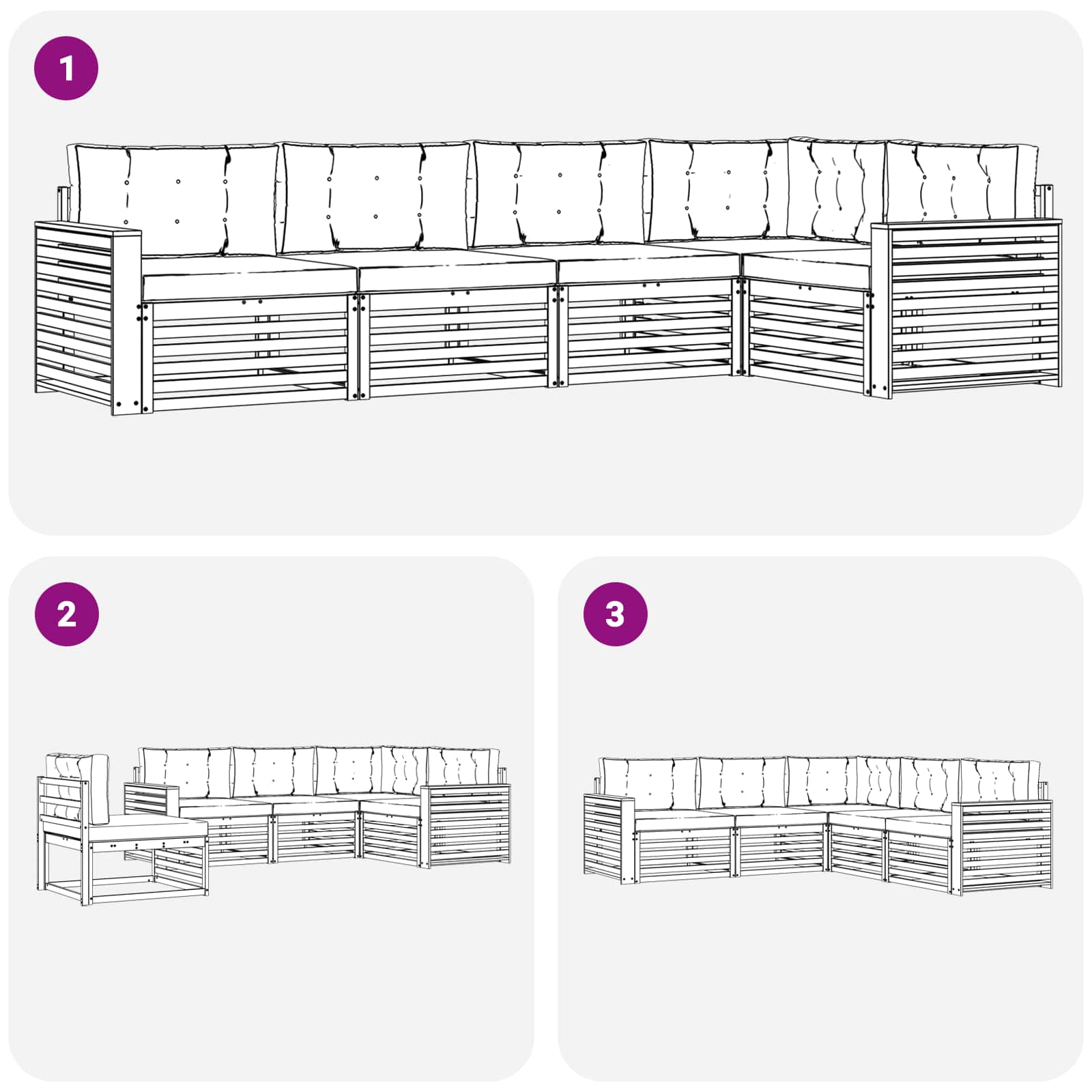 Outdoor Sofa Set with Cushion 5 pcs Natural and Anthracite