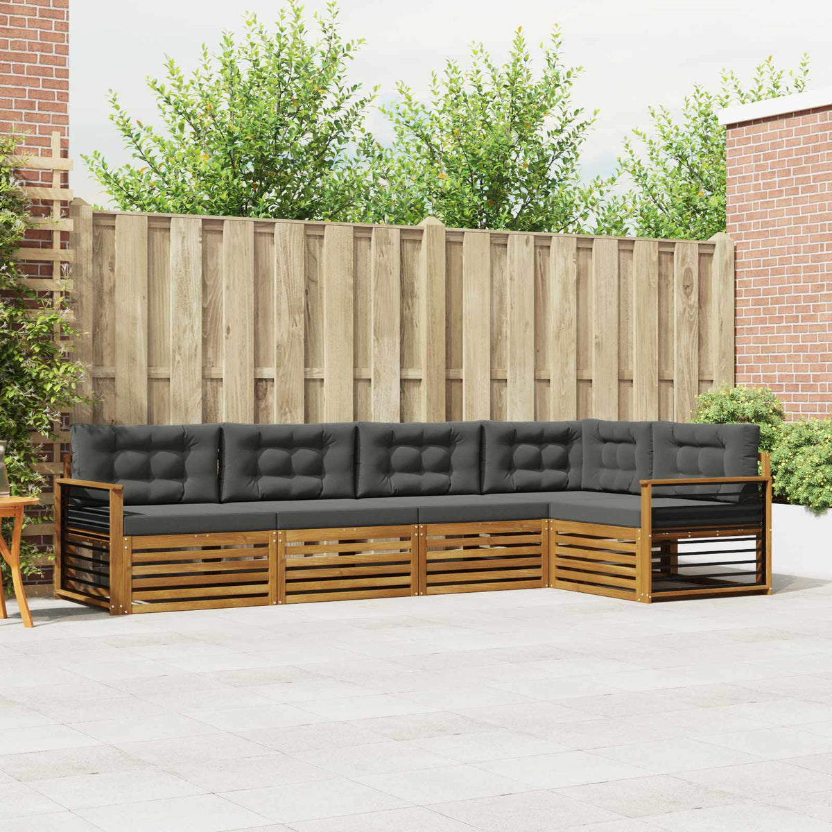 Outdoor Sofa Set with Cushion 5 pcs Natural and Anthracite