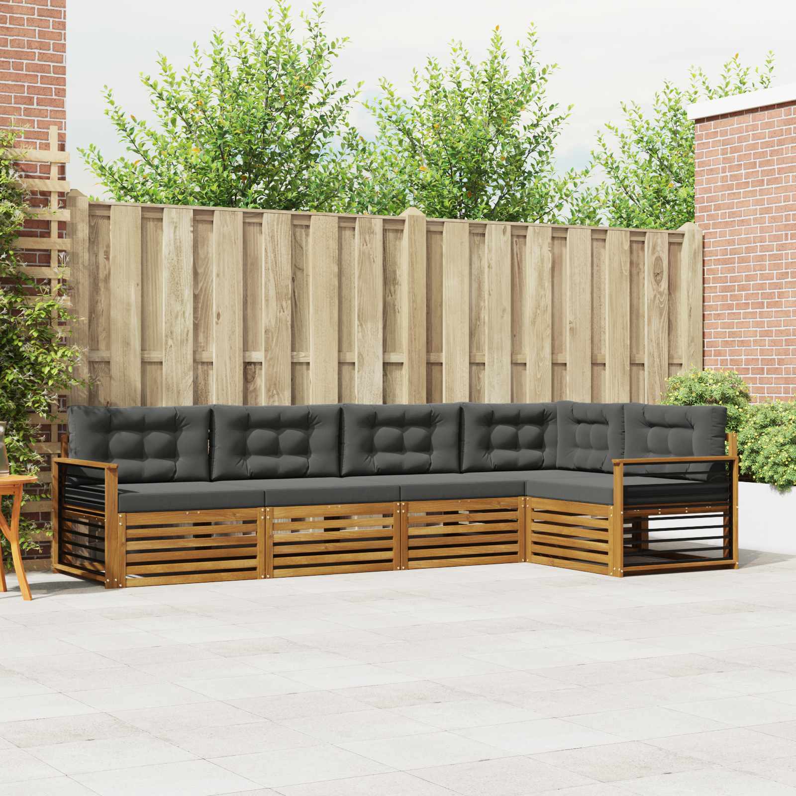 Outdoor Sofa Set with Cushion 5 pcs Natural and Anthracite