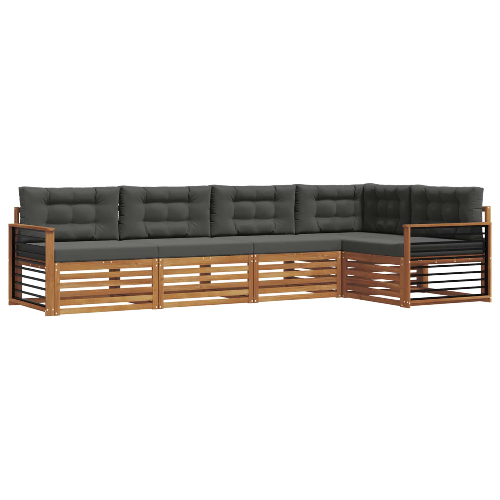 Outdoor Sofa Set with Cushion 5 pcs Natural and Anthracite