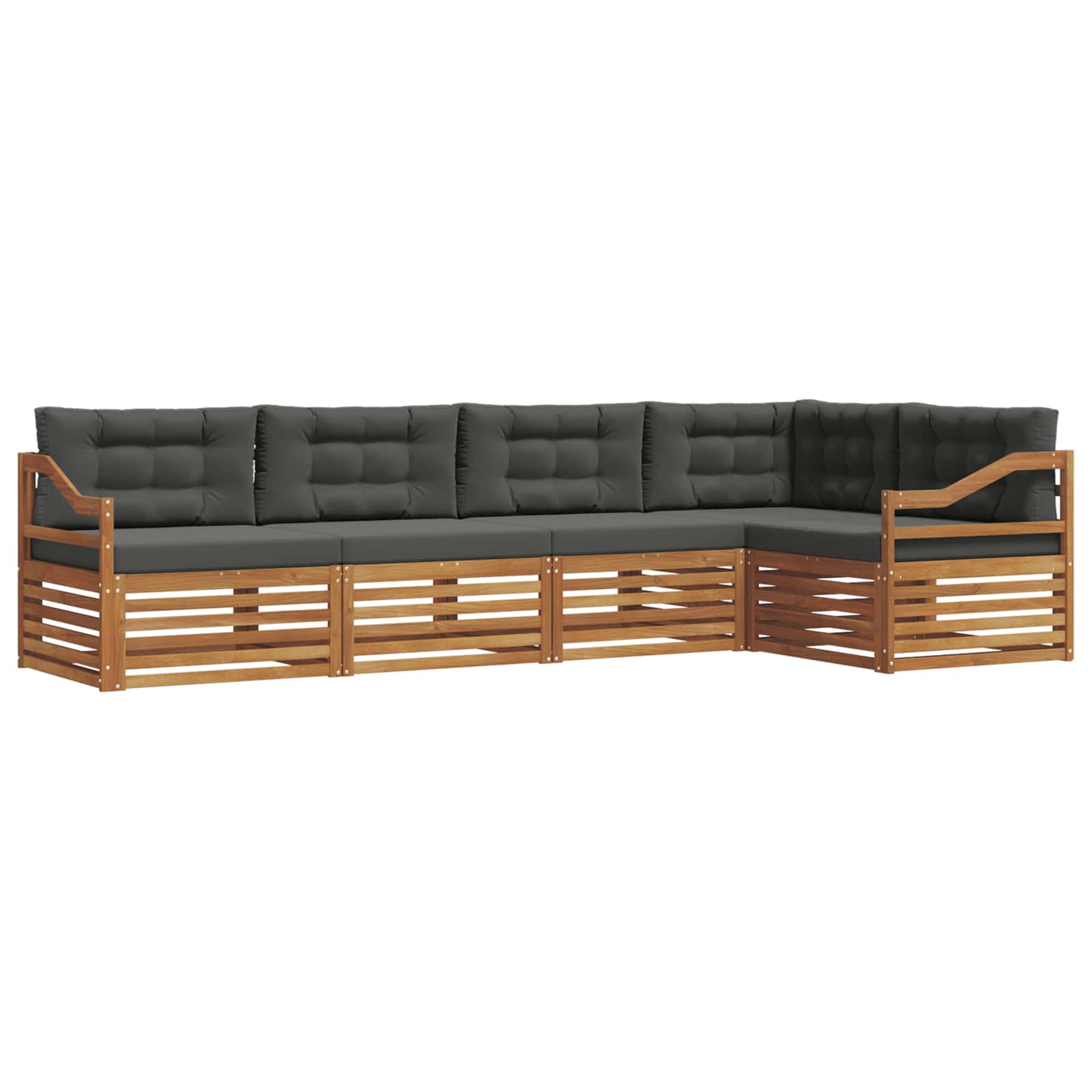 Outdoor Sofa Set with Cushion 5 pcs Natural and Anthracite