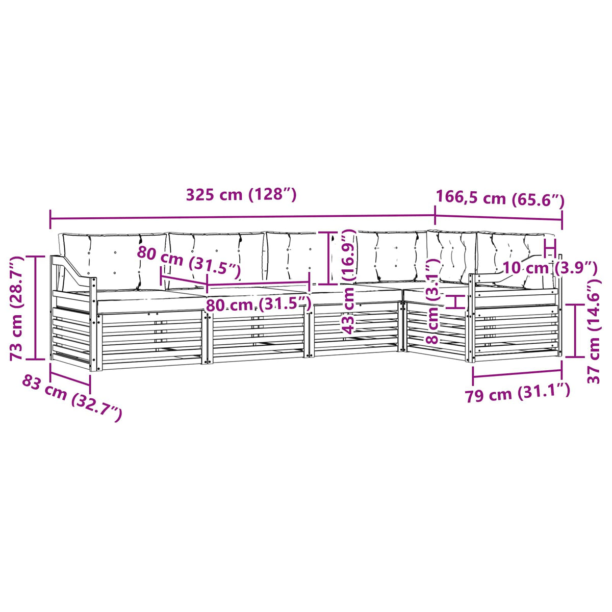 Outdoor Sofa Set with Cushion 5 pcs Natural and Anthracite