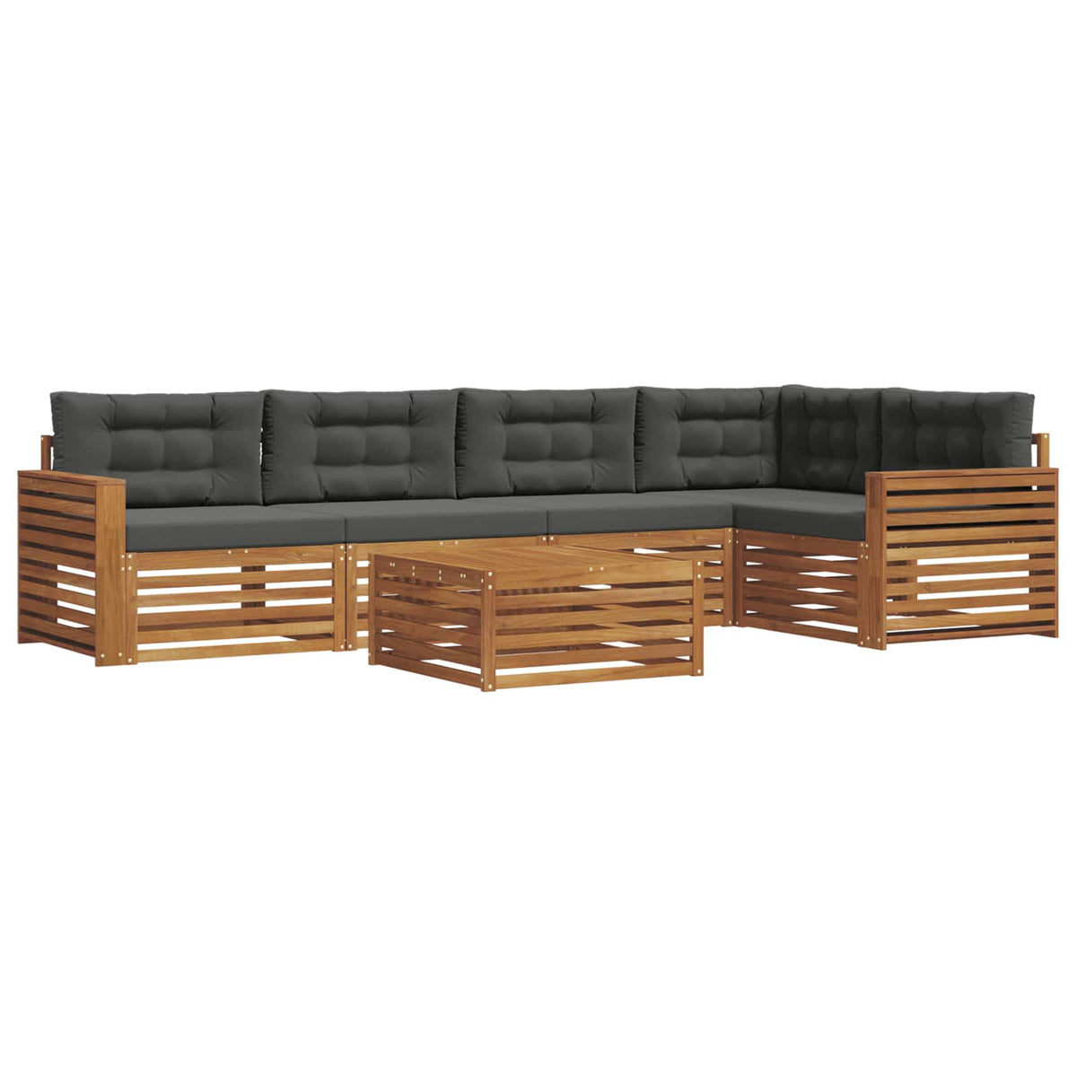 Outdoor Sofa Set with Cushion 6 pcs Natural and Anthracite