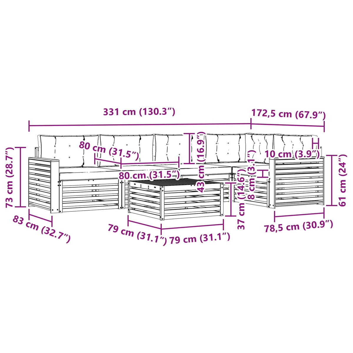 Outdoor Sofa Set with Cushion 6 pcs Natural and Anthracite