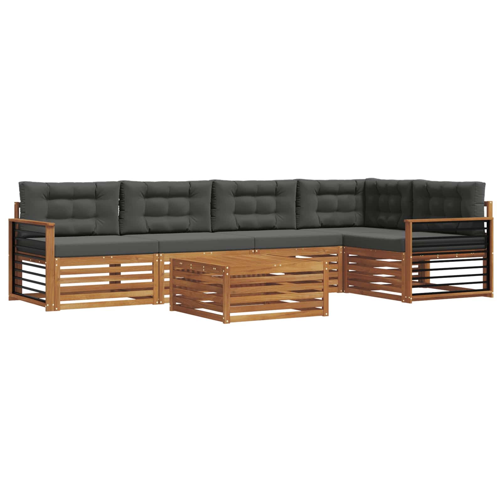 Outdoor Sofa Set with Cushion 6 pcs Natural and Anthracite
