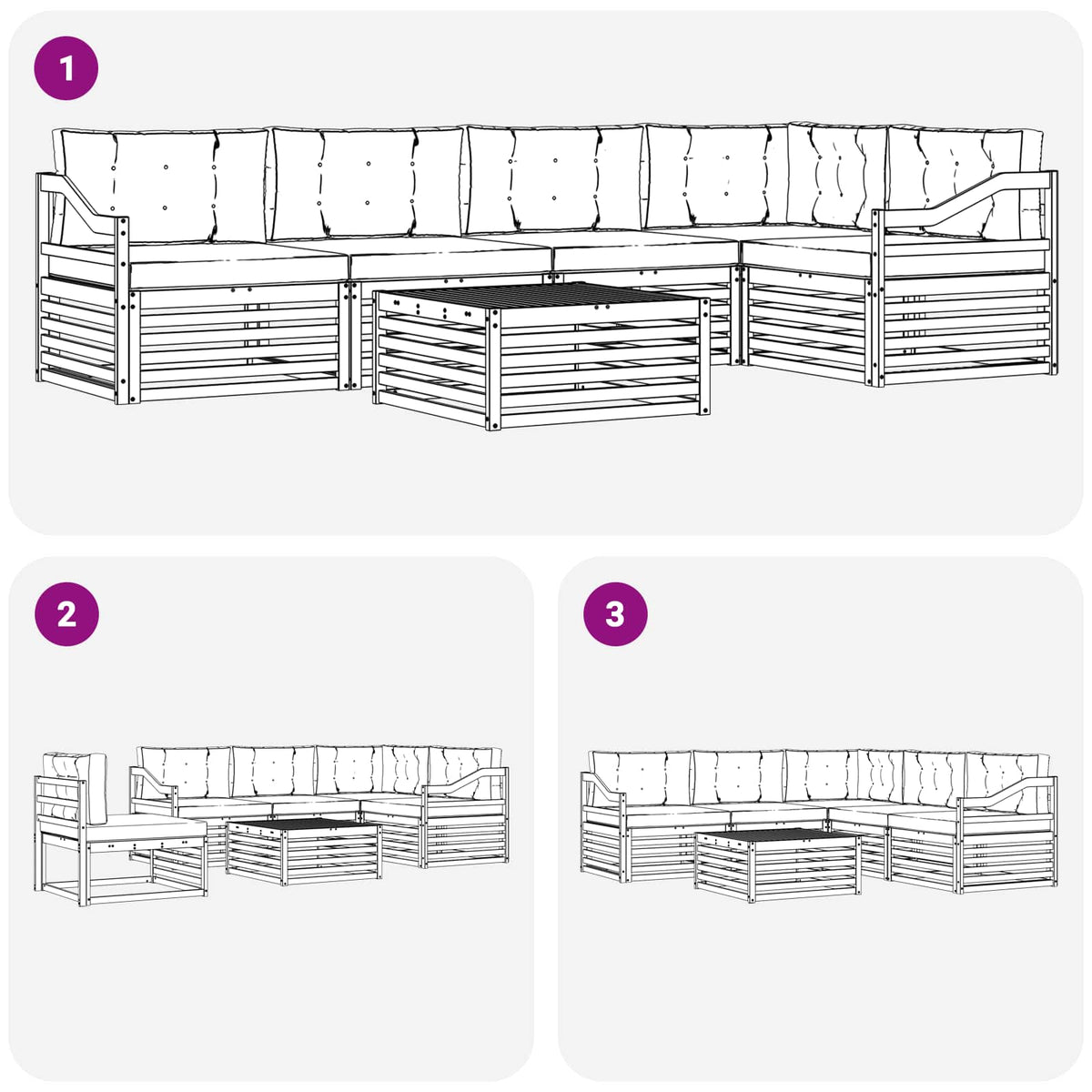 Outdoor Sofa Set with Cushion 6 pcs Natural and Anthracite