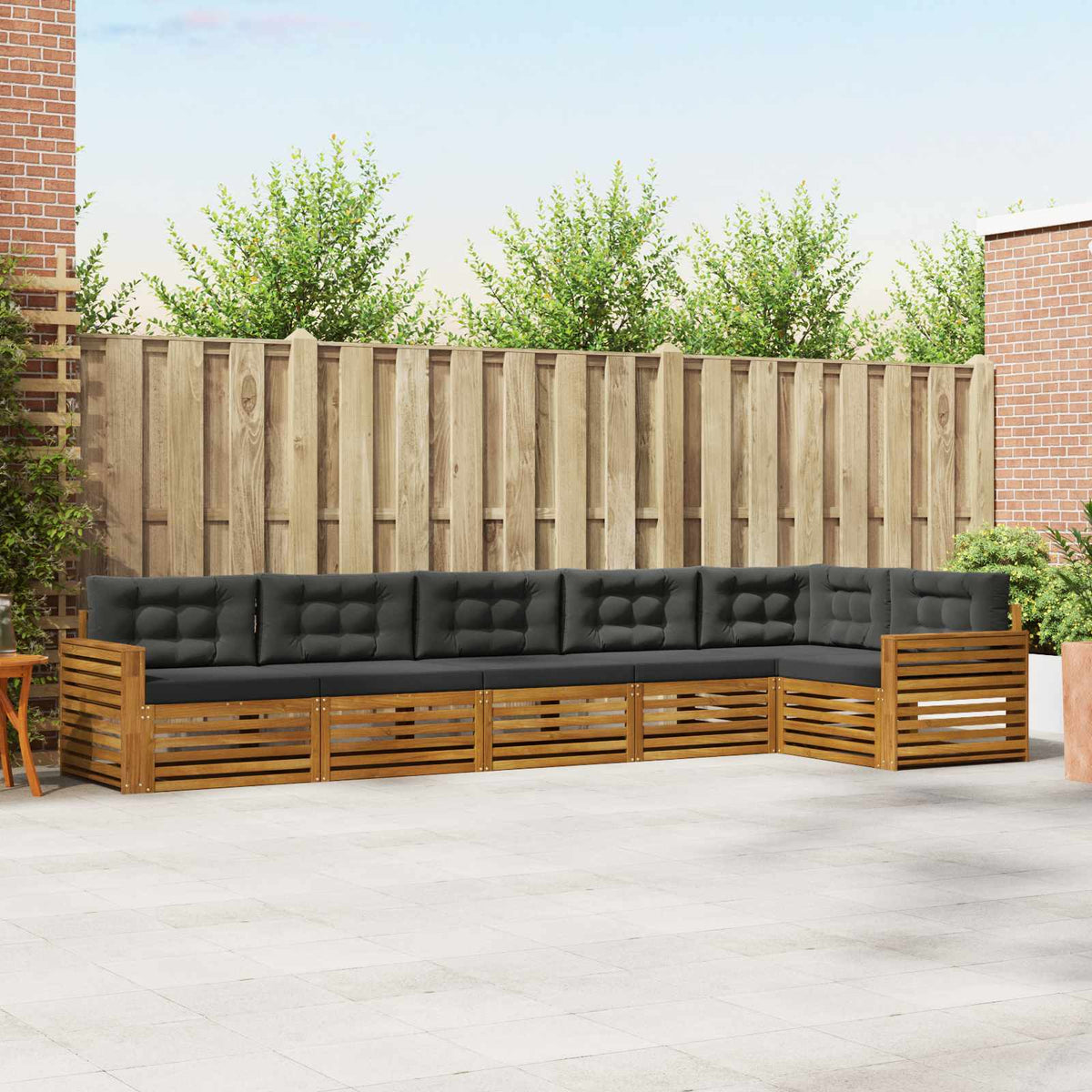 Outdoor Sofa Set with Cushion 6 pcs Natural and Anthracite