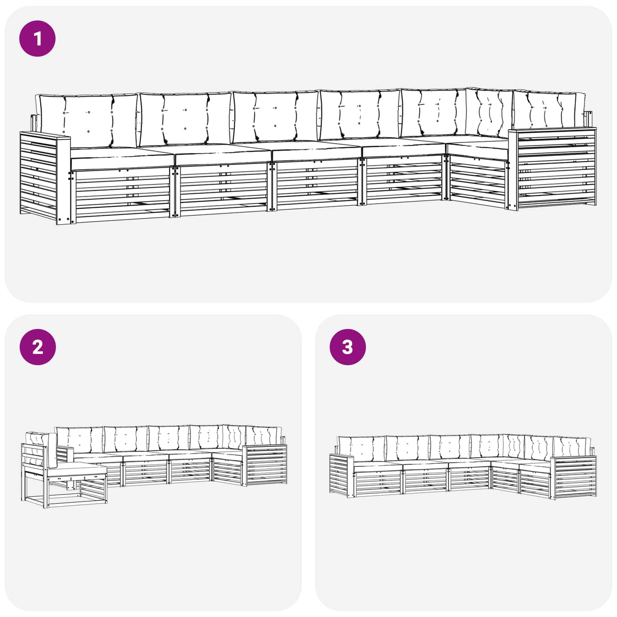 Outdoor Sofa Set with Cushion 6 pcs Natural and Anthracite