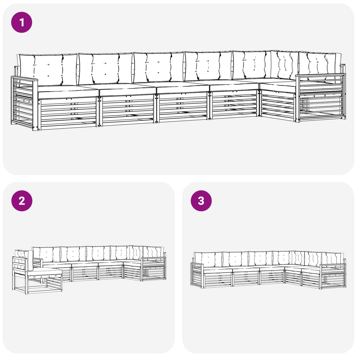Outdoor Sofa Set with Cushion 6 pcs Natural and Anthracite