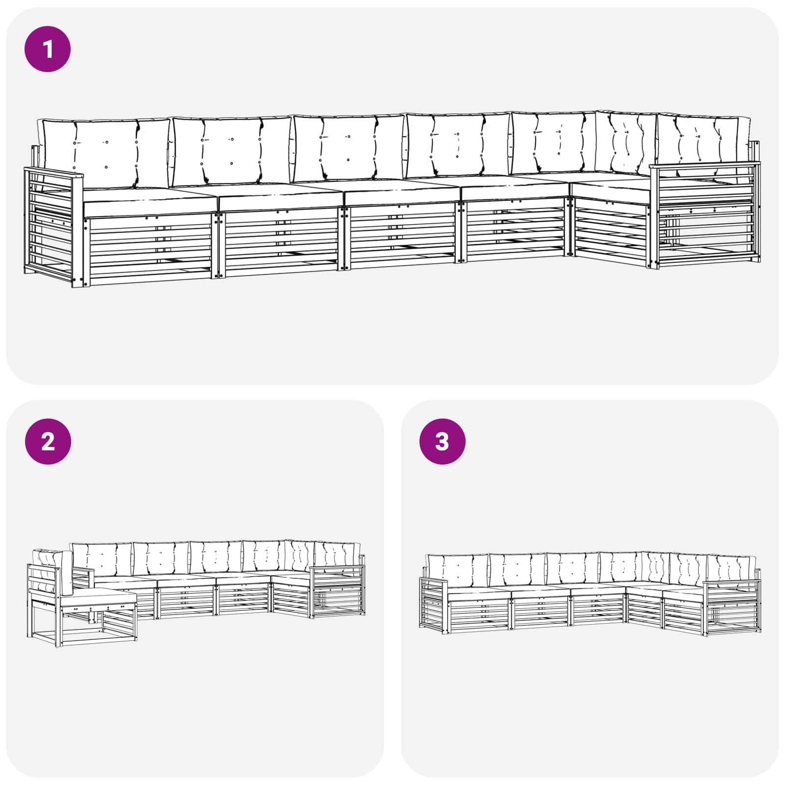 Outdoor Sofa Set with Cushion 6 pcs Natural and Anthracite
