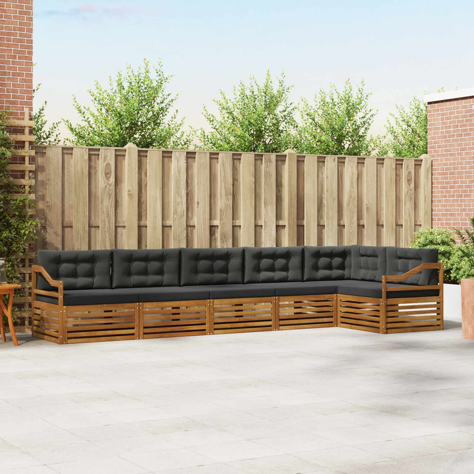 Outdoor Sofa Set with Cushion 6 pcs Natural and Anthracite