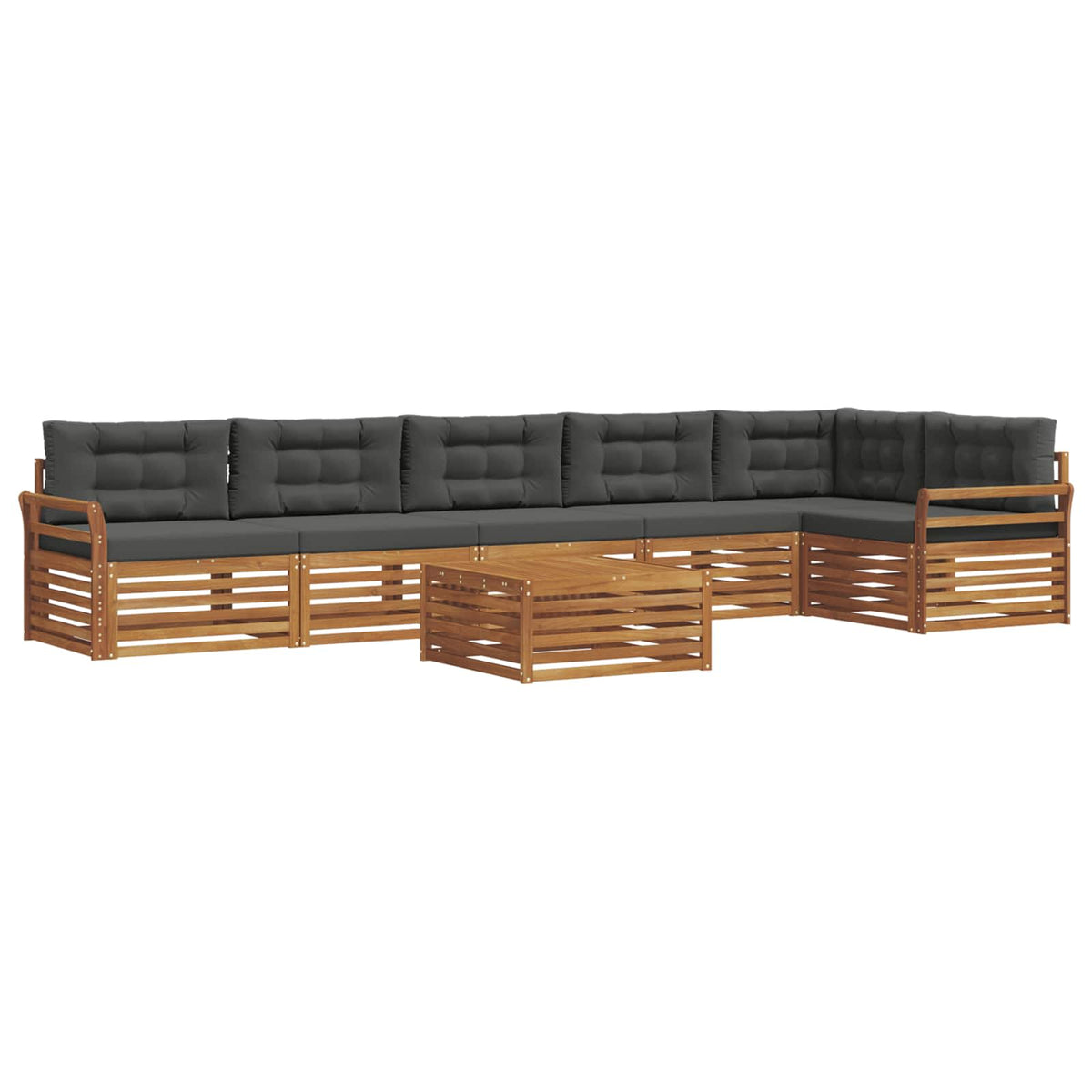 Outdoor Sofa Set with Cushion 7 pcs Natural and Anthracite