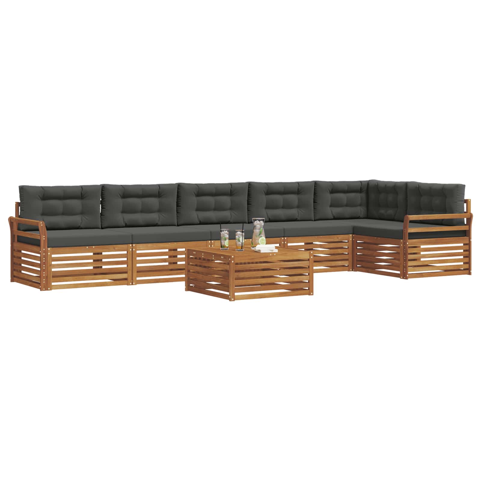 Outdoor Sofa Set with Cushion 7 pcs Natural and Anthracite