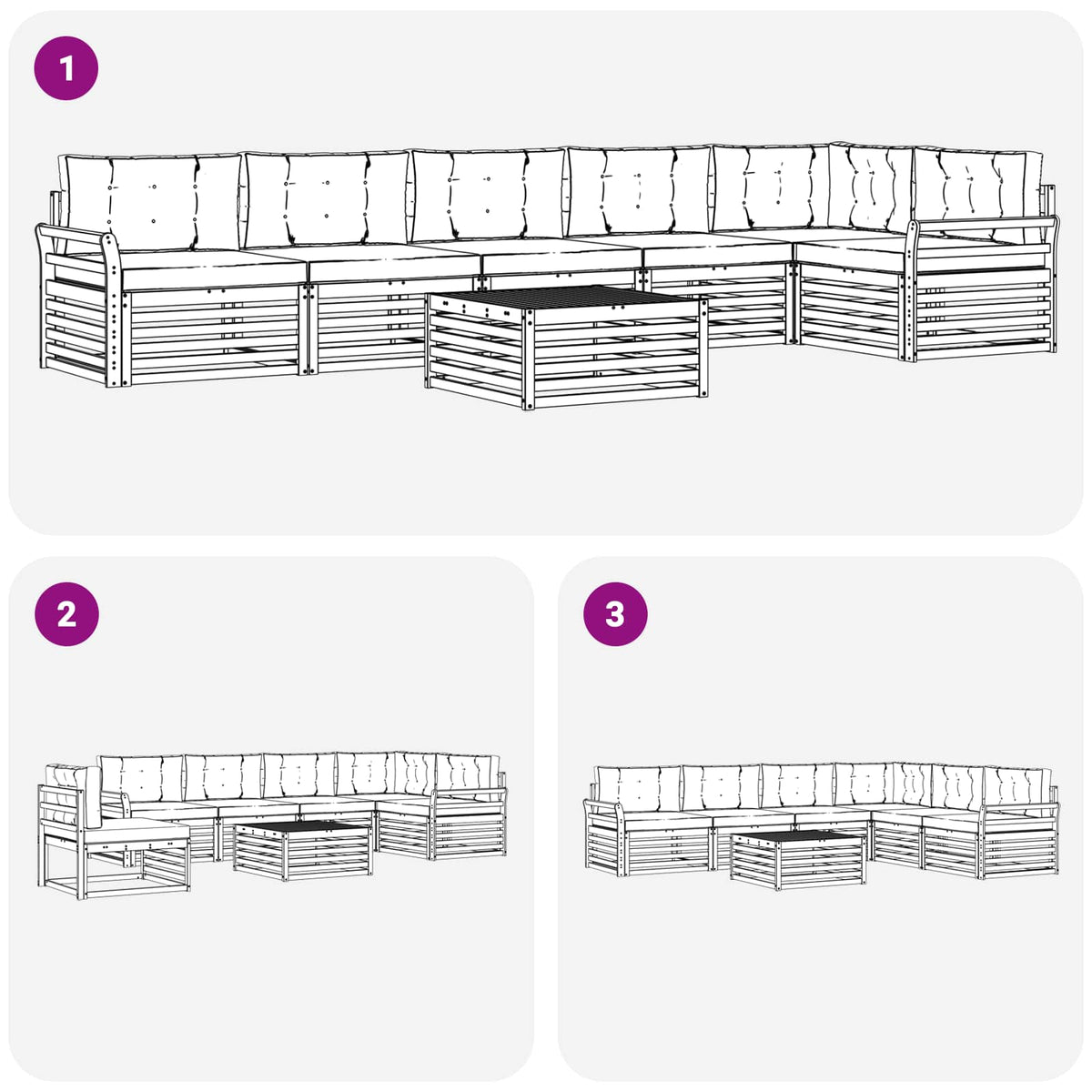Outdoor Sofa Set with Cushion 7 pcs Natural and Anthracite