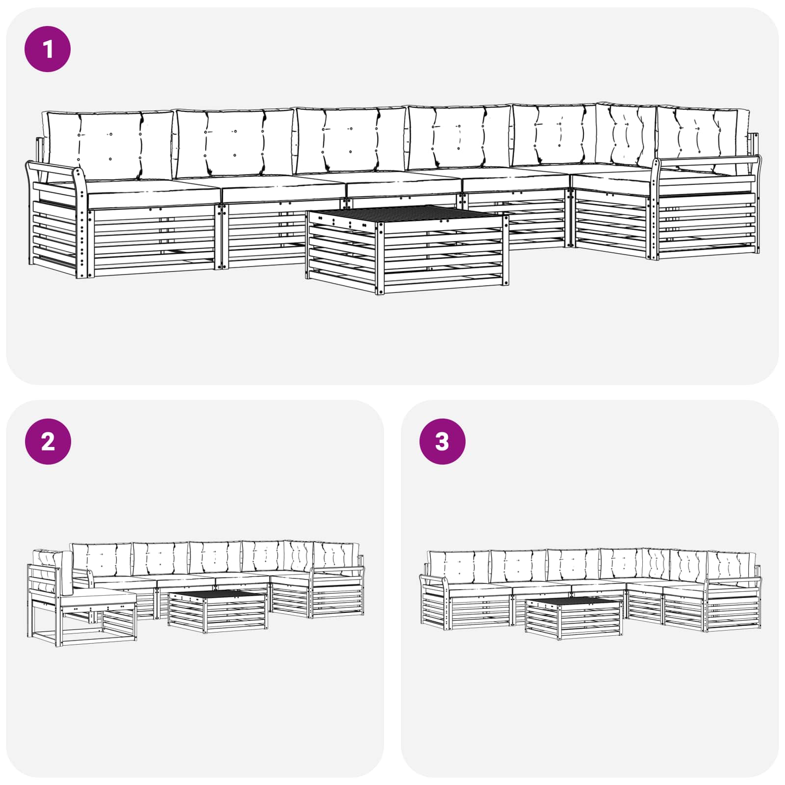 Outdoor Sofa Set with Cushion 7 pcs Natural and Anthracite