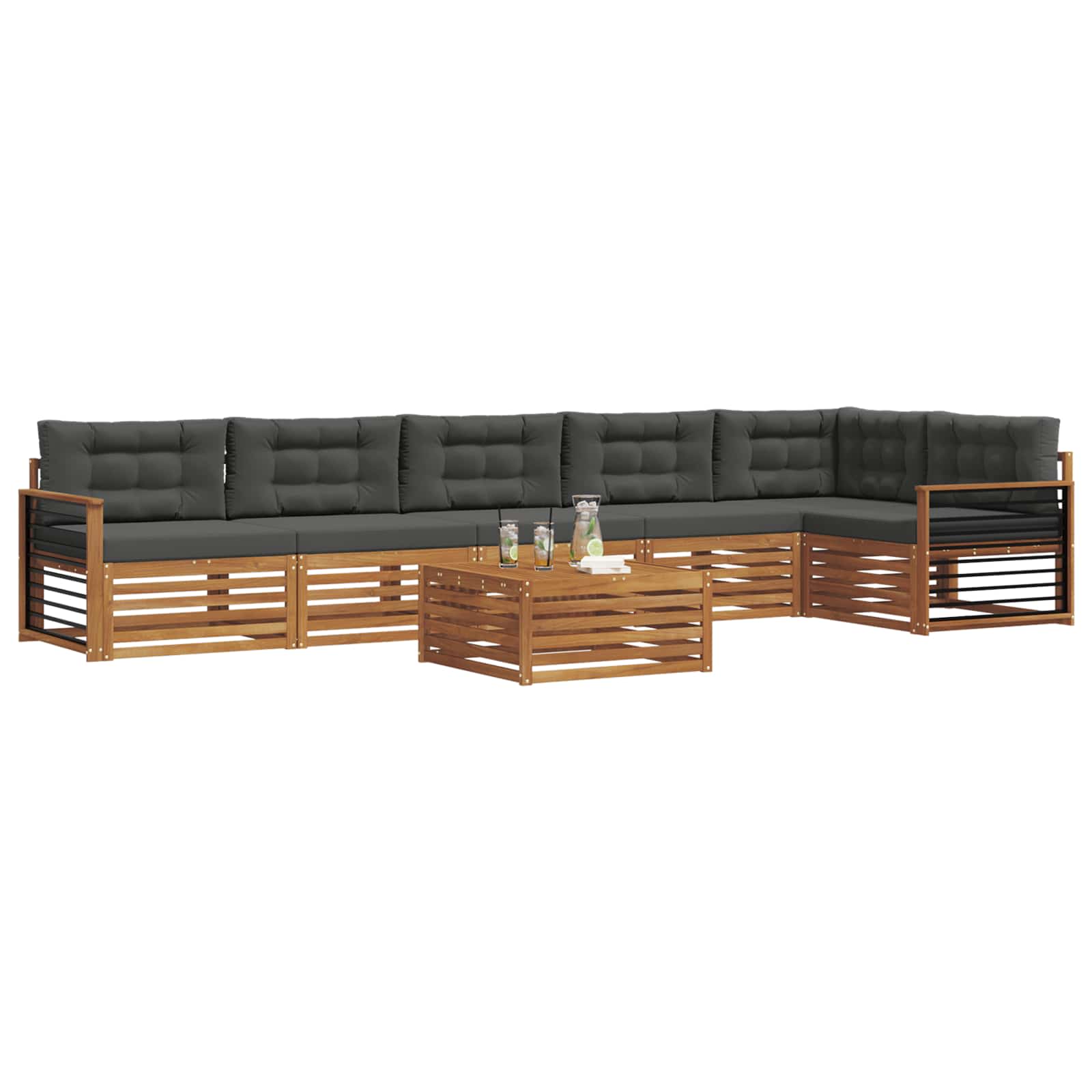 Outdoor Sofa Set with Cushion 7 pcs Natural and Anthracite