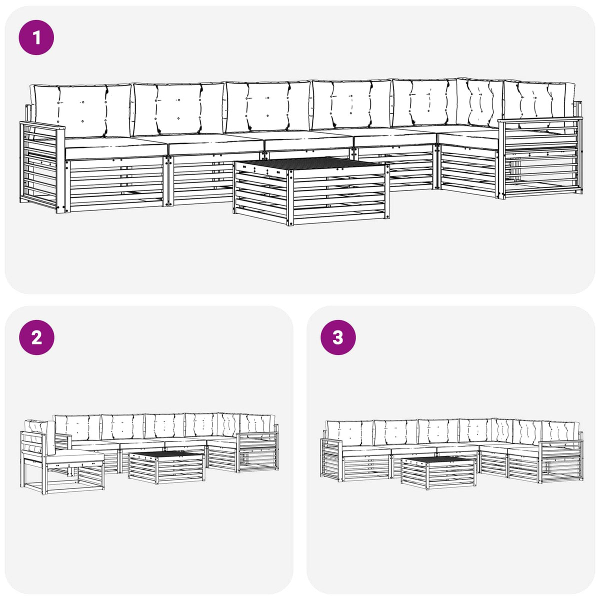 Outdoor Sofa Set with Cushion 7 pcs Natural and Anthracite