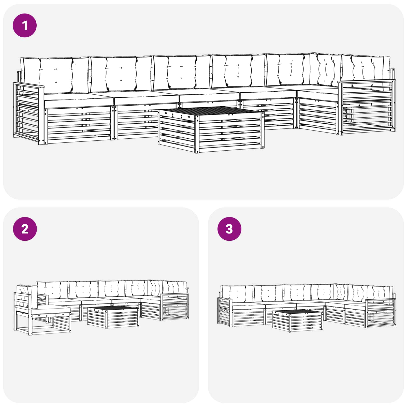 Outdoor Sofa Set with Cushion 7 pcs Natural and Anthracite