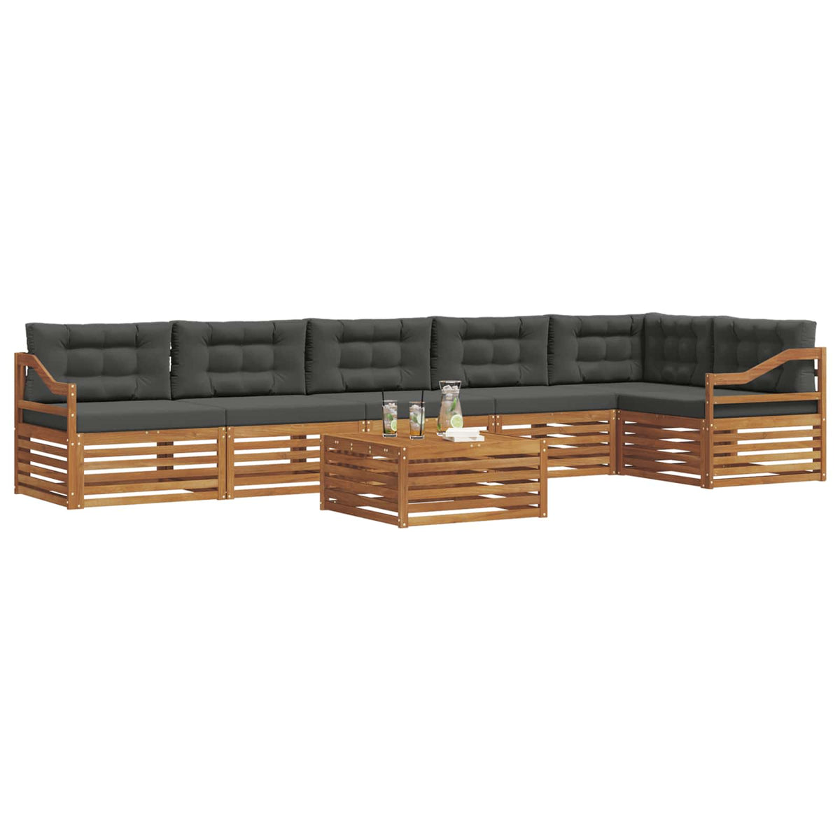 Outdoor Sofa Set with Cushion 7 pcs Natural and Anthracite