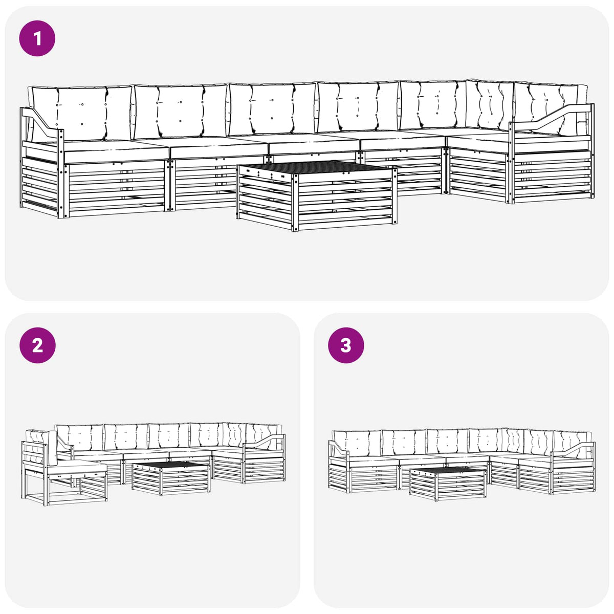 Outdoor Sofa Set with Cushion 7 pcs Natural and Anthracite