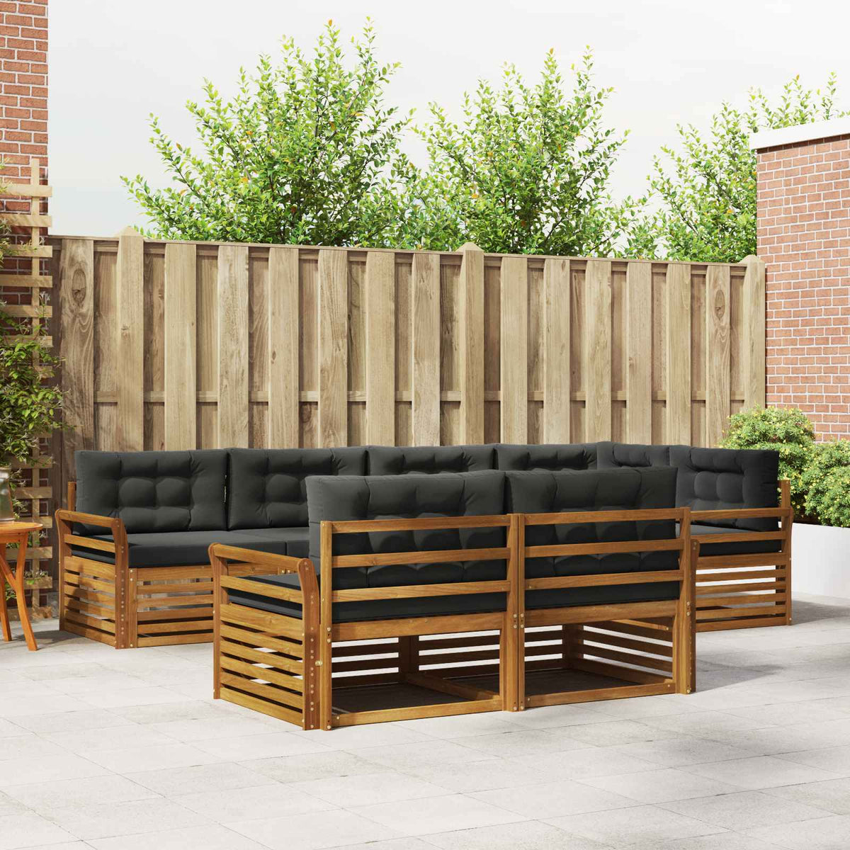 Outdoor Sofa Set with Cushion 7 pcs Natural and Anthracite