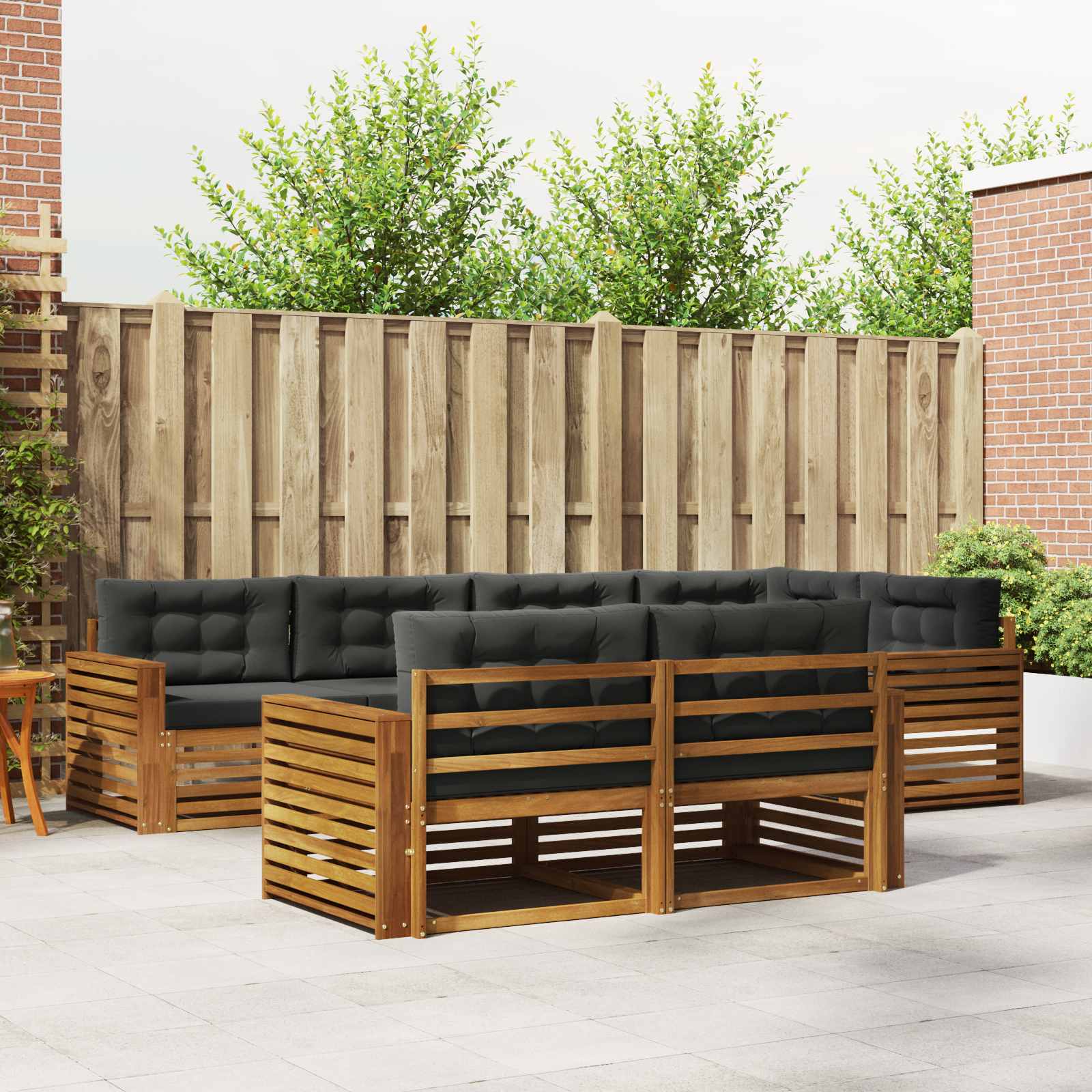 Outdoor Sofa Set with Cushion 7 pcs Natural and Anthracite