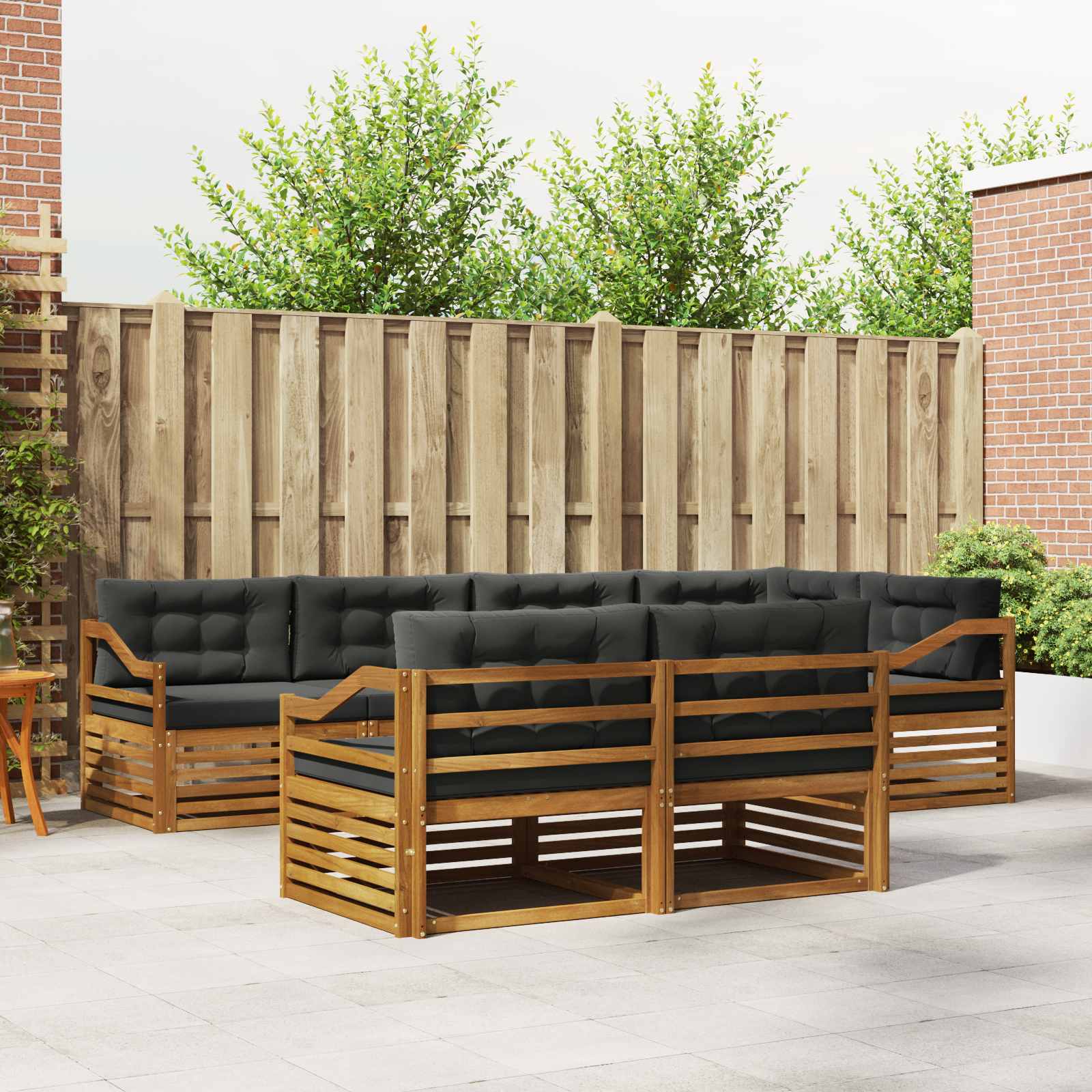 Outdoor Sofa Set with Cushion 7 pcs Natural and Anthracite