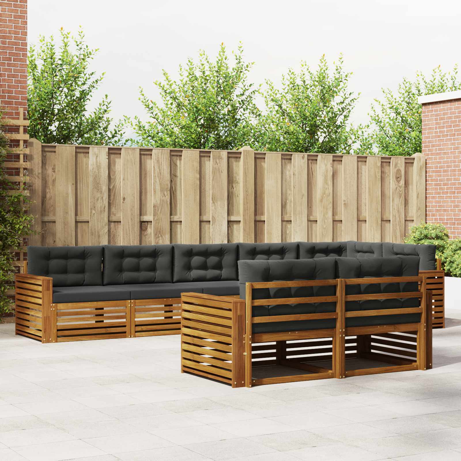 Outdoor Sofa Set with Cushion 8 pcs Natural and Anthracite