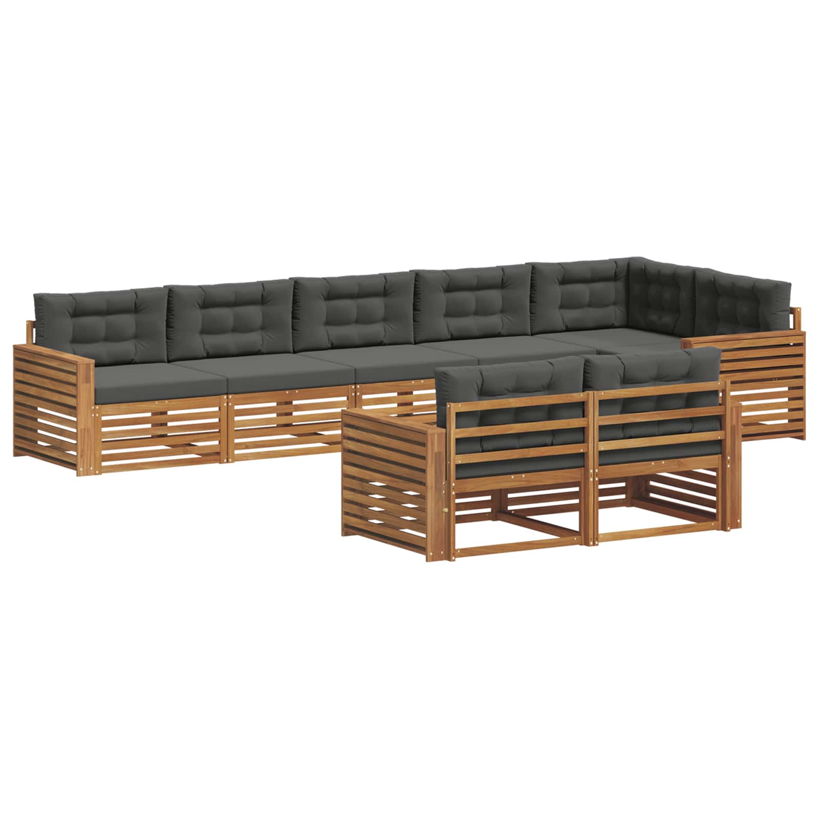 Outdoor Sofa Set with Cushion 8 pcs Natural and Anthracite