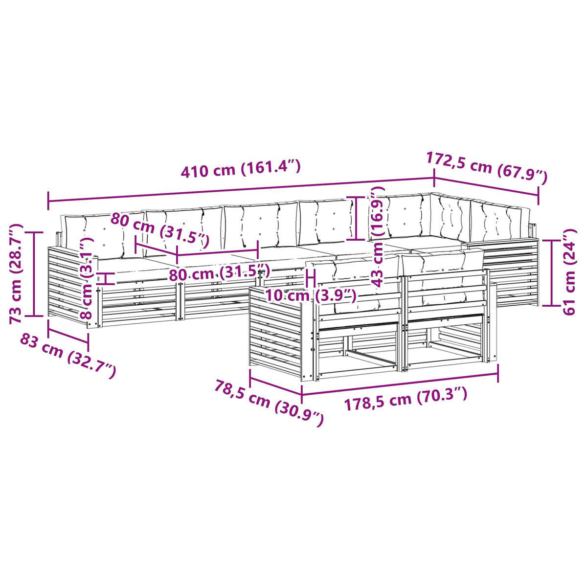 Outdoor Sofa Set with Cushion 8 pcs Natural and Anthracite