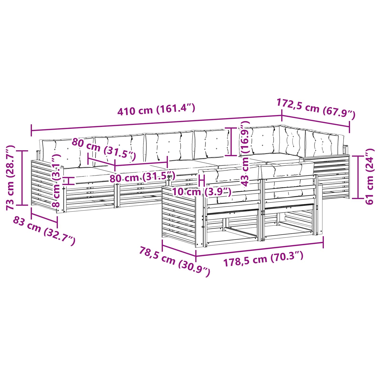 Outdoor Sofa Set with Cushion 8 pcs Natural and Anthracite