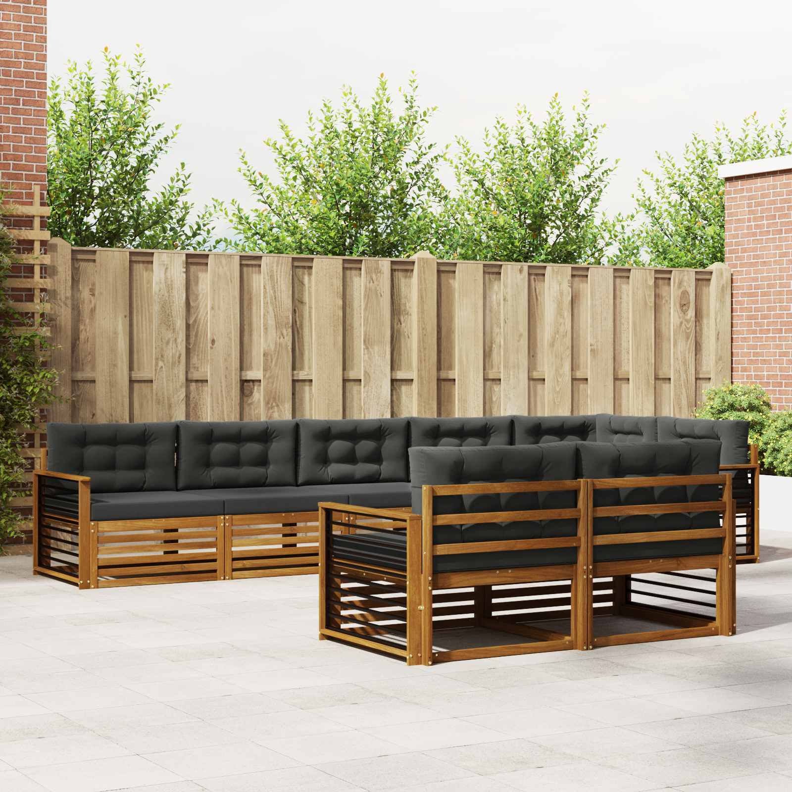 Outdoor Sofa Set with Cushion 8 pcs Natural and Anthracite