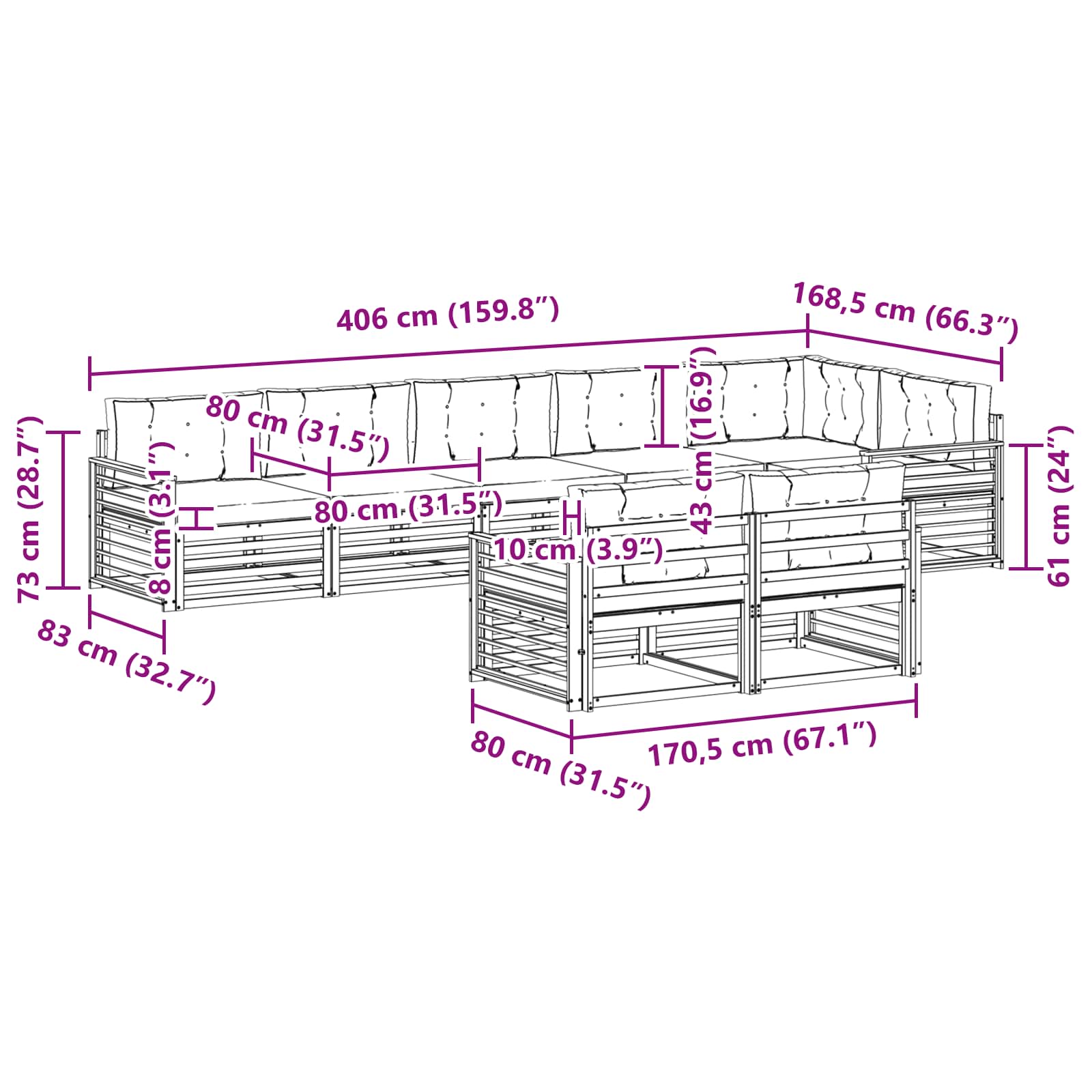 Outdoor Sofa Set with Cushion 8 pcs Natural and Anthracite