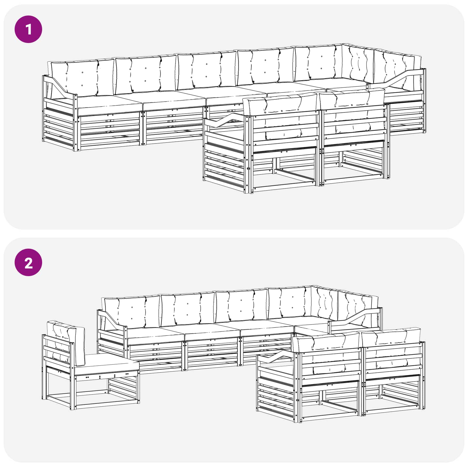 Outdoor Sofa Set with Cushion 8 pcs Natural and Anthracite